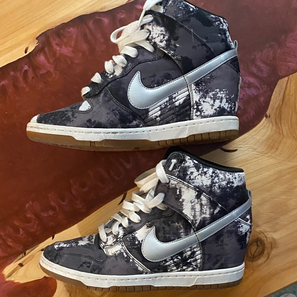 Nike Sky High Black and White High-Top Wedge Sneakers